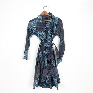 DEMESTIK by Reuben Reuel Cotton Geometric African Wrap Dress -‎ XS